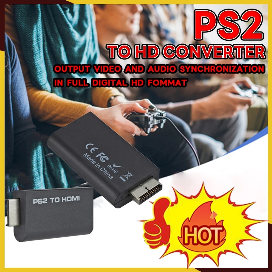 (พร้อมส่งด่วน) HDMI Video Converter Adapter with 3.5mm Audio Output + USB Cable for PS2 to HDMI
