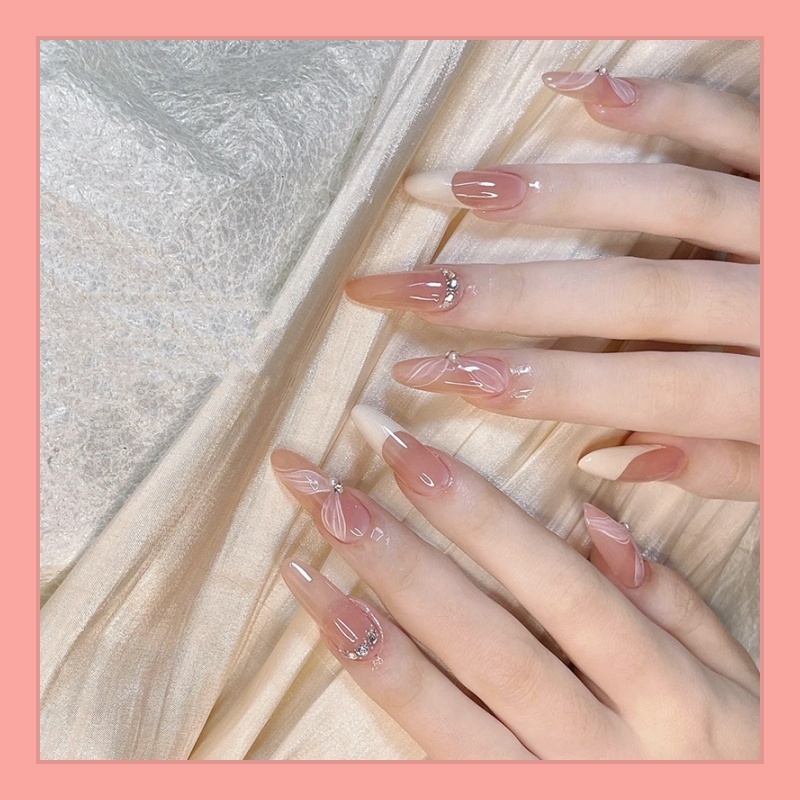 CICI  ร้านไทย  เล็บปลอม DD276  เล็บปลอมสำเร็จรูป เล็บปลอมยาว กันน้ำ หลากหลายสไตล์ กล่องละ 24 ชิ้น