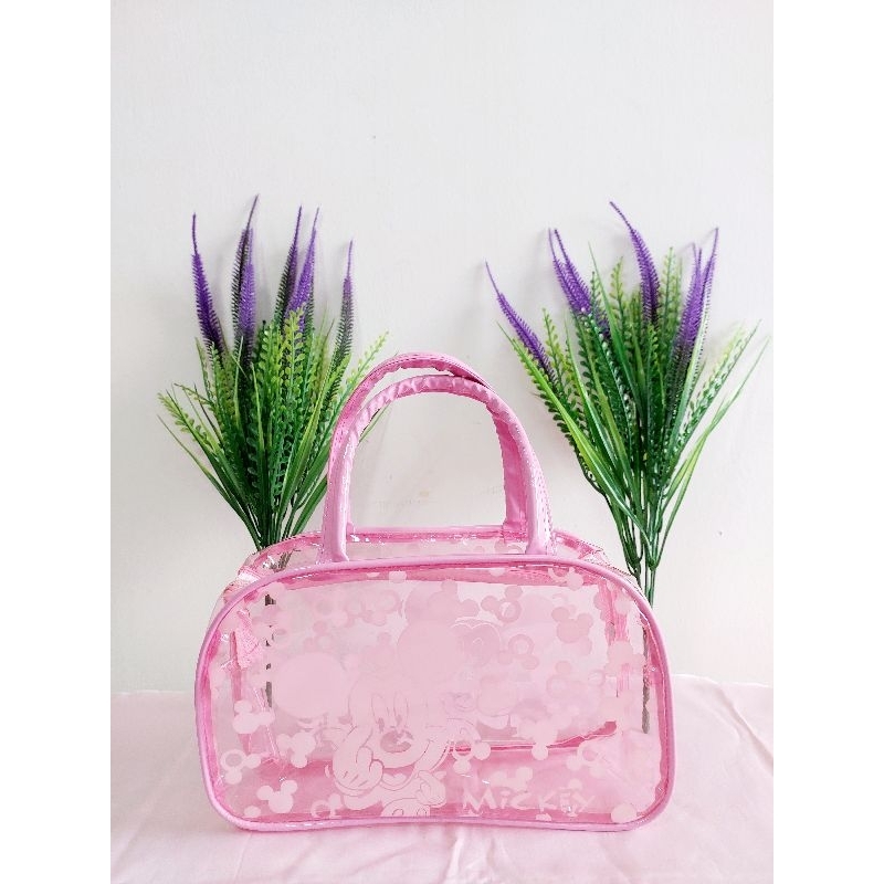 👛กระเป๋าพลาสติกใส แบบหูหิ้ว(ลายหนู)