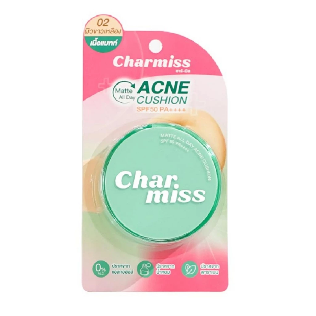 1 ตลับ คุชชั่น คูชั่น Charmiss Matte All Day Acne Cushion SPF50 PA++++ คุชชั่นสิว ผิวกริบ ผิวแมทท์ ปิดสิว คุมมัน