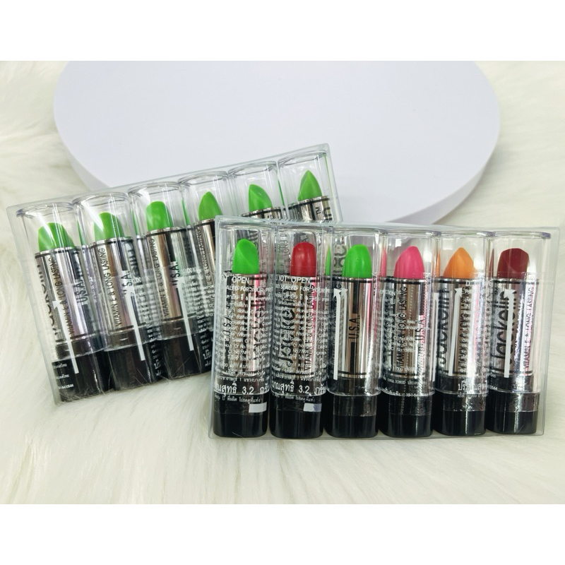 💄ลิปเขียวในตำนาน ลิปมันเปลี่ยนสี“แจ็คเกอลิน” 1แพ็ค มี6แท่ง💯
