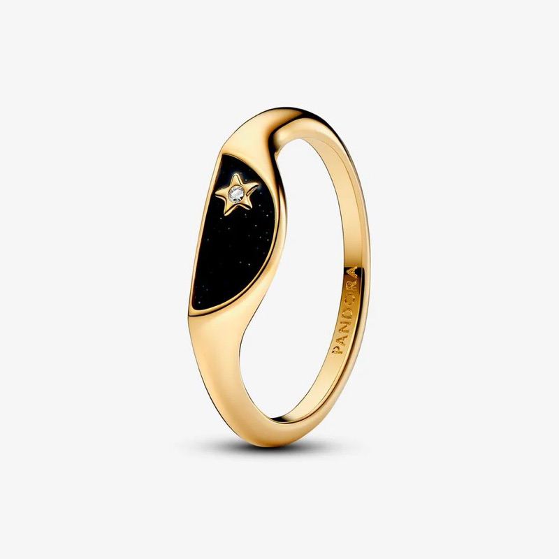 (มือสองสภาพดี) พร้อมส่ง 50,56‼️ แหวนคู่ Pandora ของแท้💯 Pandora ME Halved Enamel Signet Ring
