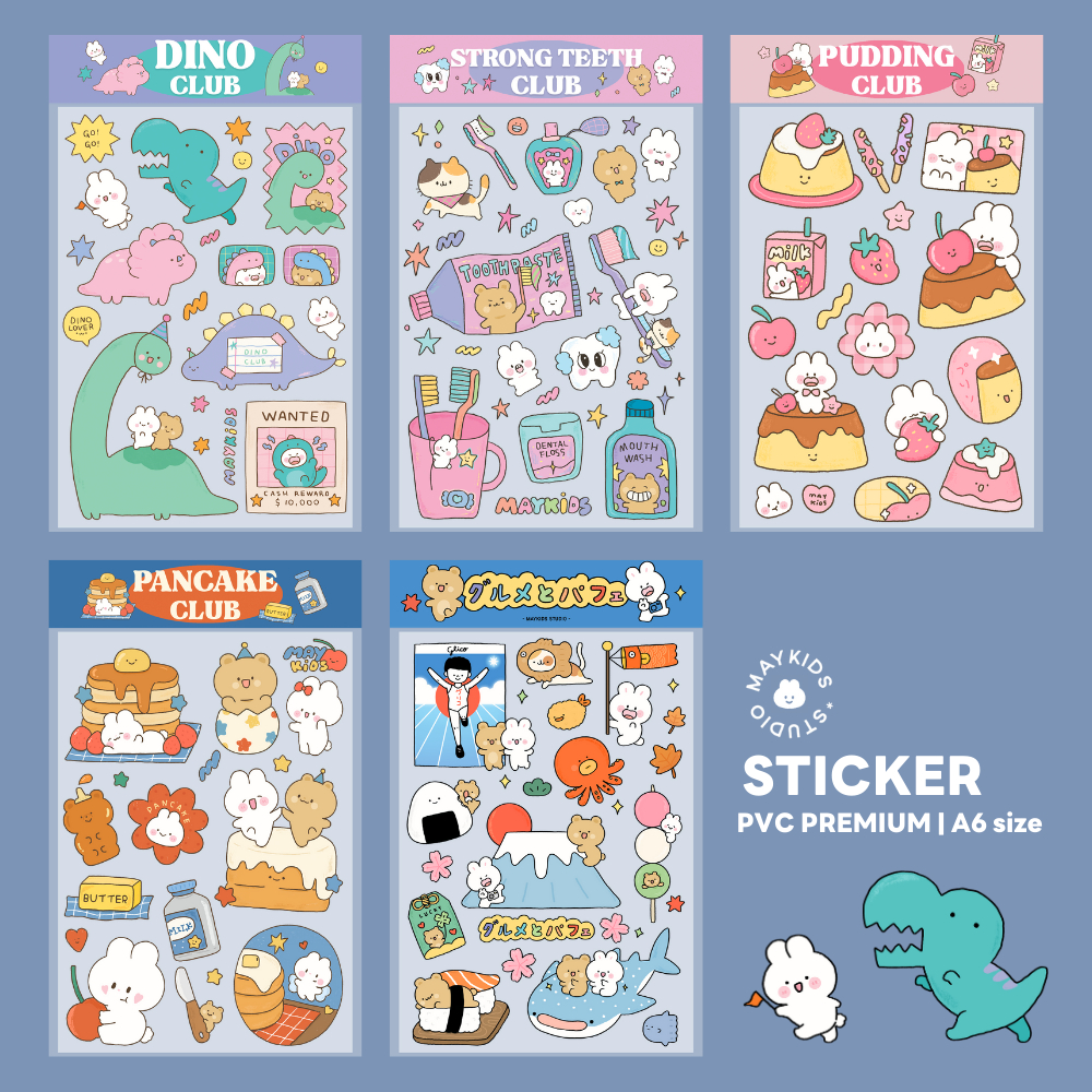 Maykids - Sticker A6 สติกเกอร์ลายน่ารัก สำหรับติดตกแต่ง