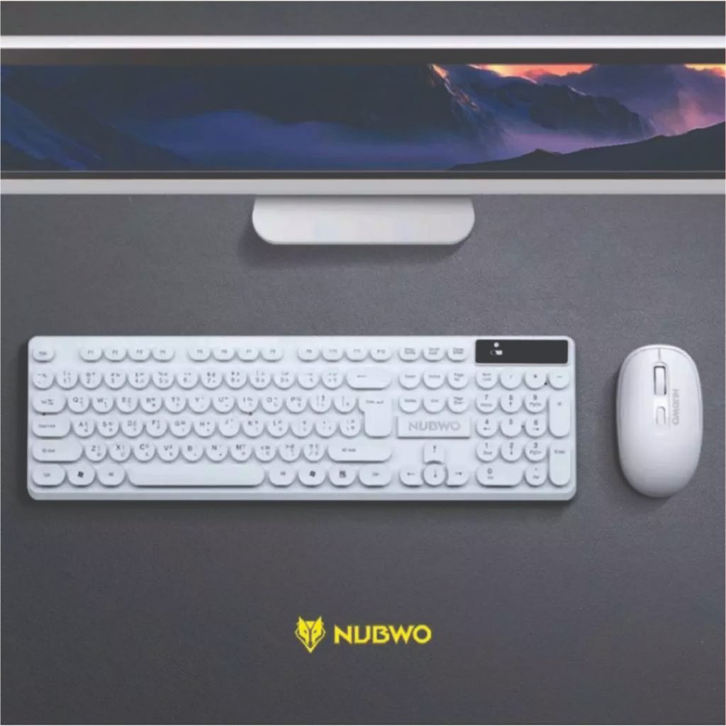 Nubwo คีย์บอร์ดและเมาส์ไร้สายแบบไวร์เลส เชื่อมต่อง่าย ปุ่มกลมลอยดีไซน์มินิมอล รุ่น NKM-636 สินค้ารับประกัน 1 ปี
