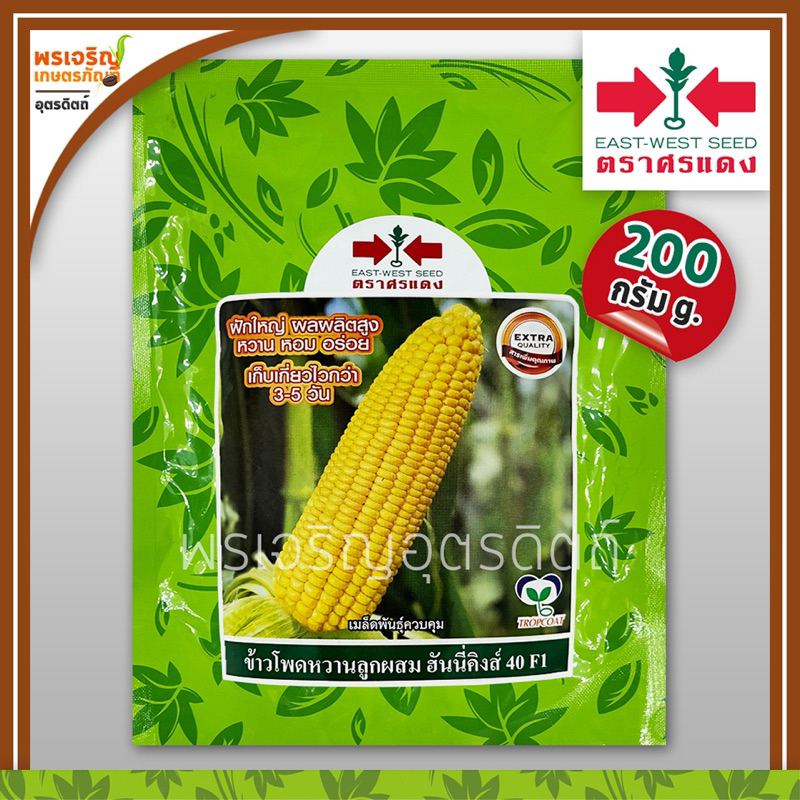 เมล็ดพันธุ์ข้าวโพด ข้าวโพดหวาน ฮันนี่คิงส์ 40 F1 (200 กรัม) เมล็ดข้าวโพดหวาน ข้าวโพดศรแดง เมล็ดพันธุ์ผักสวนครัว ตราศรแดง