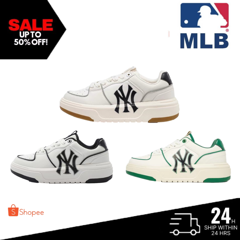 ของแท้ 100% รองเท้า MLB Chunky Liner Brown/Green/Black รองเท้าผ้าใบ สะดวกสบาย จัดส่งที่รวดเร็ว