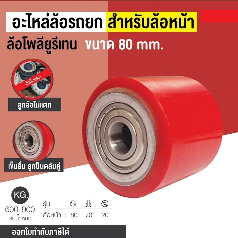 อะไหล่ล้อแฮนด์พาเลท (ล้อหน้า) ขนาด 80 มิลล้อรถยกของ อะไหล่ล้อตะเข้ ล้อรถยกไฮดรอลิก รถเข็น