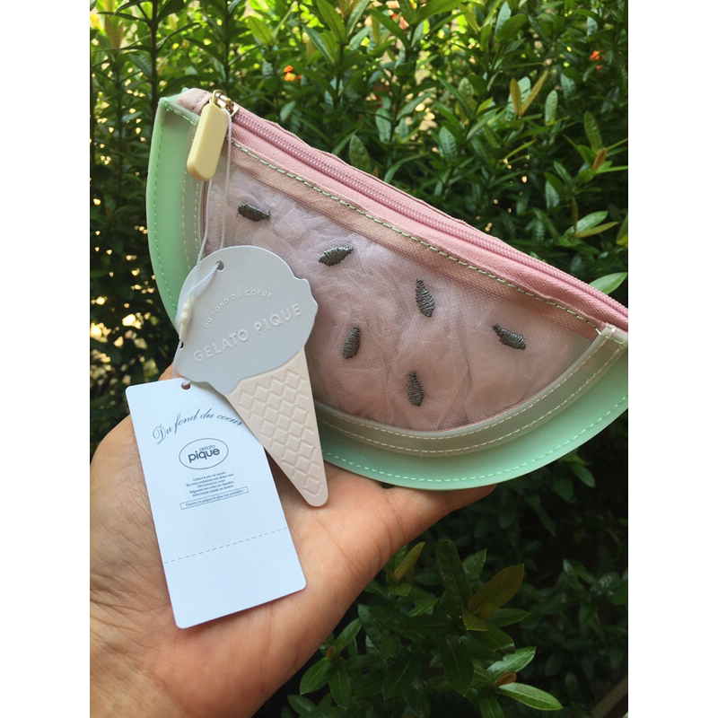 ใหม่พร้อมป้าย กระเป๋าซีทรู Gelato Pique ทรงแตงโม กระเป๋าใส่เครื่องสำอาง pouch cosmetic bag