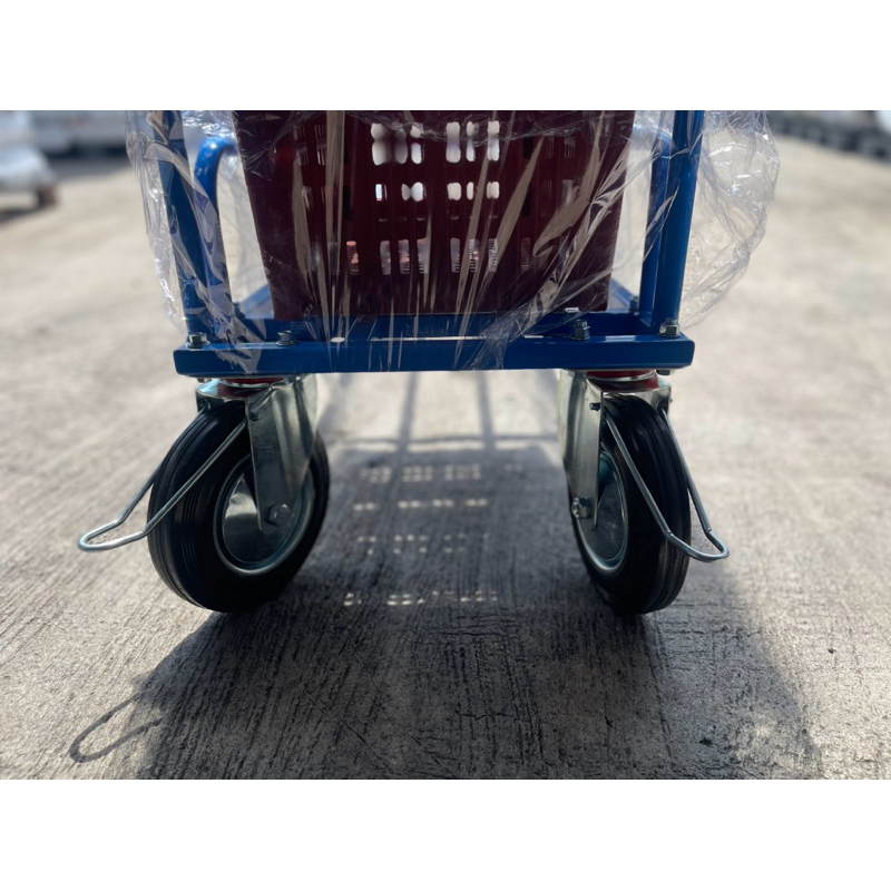 Made in Thailand รถเข็นตะกร้าผลไม้ 4 ล้อ พร้อมล้อเบรค 8นิ่ว( ไม่แถมตะกร้าผลไม้เป็นภาพประกอบเท่านั้น) - รูปที่ 4
