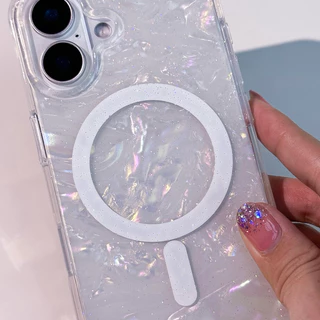 [i17]พร้อมส่ง🧊 T5S192 เคสน้ำแข็งกากเพชรชาร์จไร้สาย Rainbow Glitter Ice เคสแม่เหล็ก ✨เคสไอโฟน for iphone11-17air,17Promax