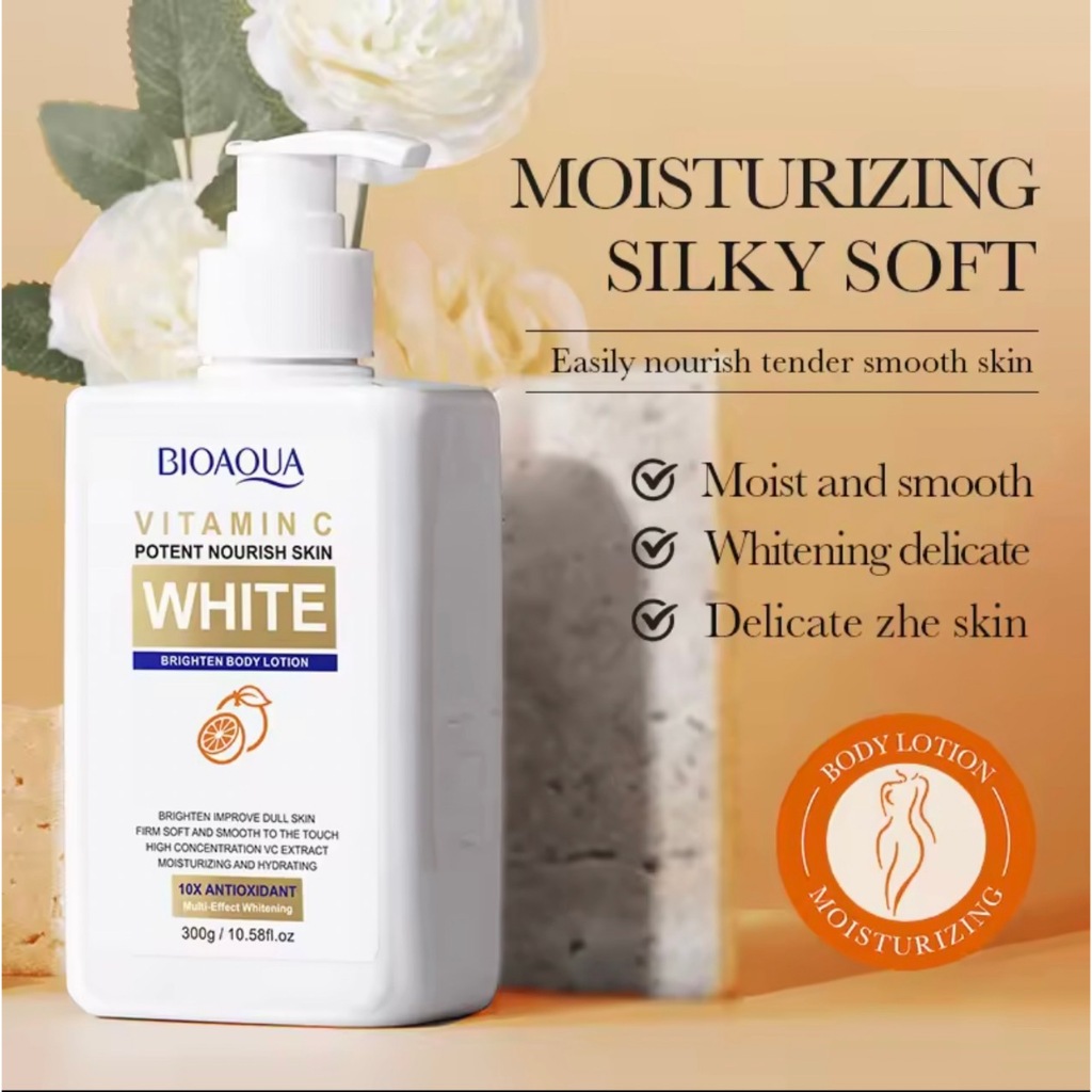 BIOAOUA 10 ชิ้น วิตามินซี ไวท์เทนนิ่ง และ บอดี้มิลค์ 300g