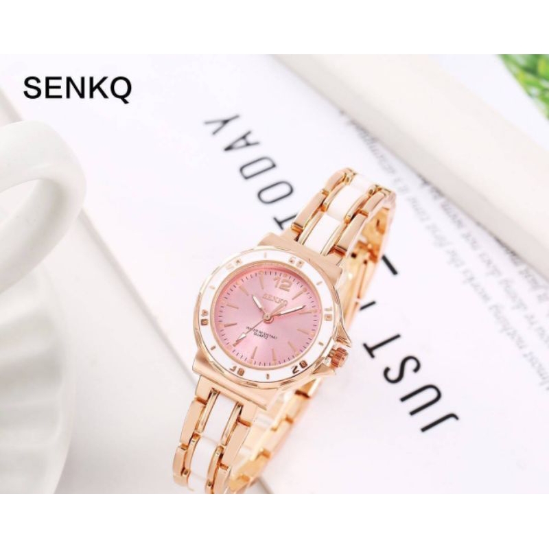 นาฬิกาแบรนด์ Senkq แบรนด์แท้ นาฬิกาสำหรับผู้หญิง สายเซรามิคอย่างดี นาฬิกากันน้ำ  นาฬิกาควอทซ์