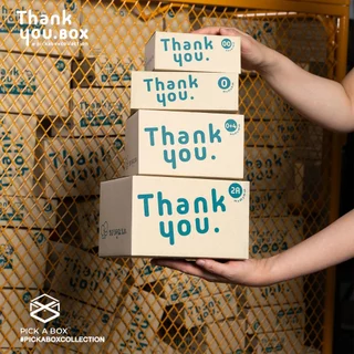 กล่อง THANK YOU BOX (Size 0+4) - 20 ใบ : กล่องพัสดุ ขอบคุณลูกค้า ของแท้ แข็งแรง ทนทาน PICK A BOX