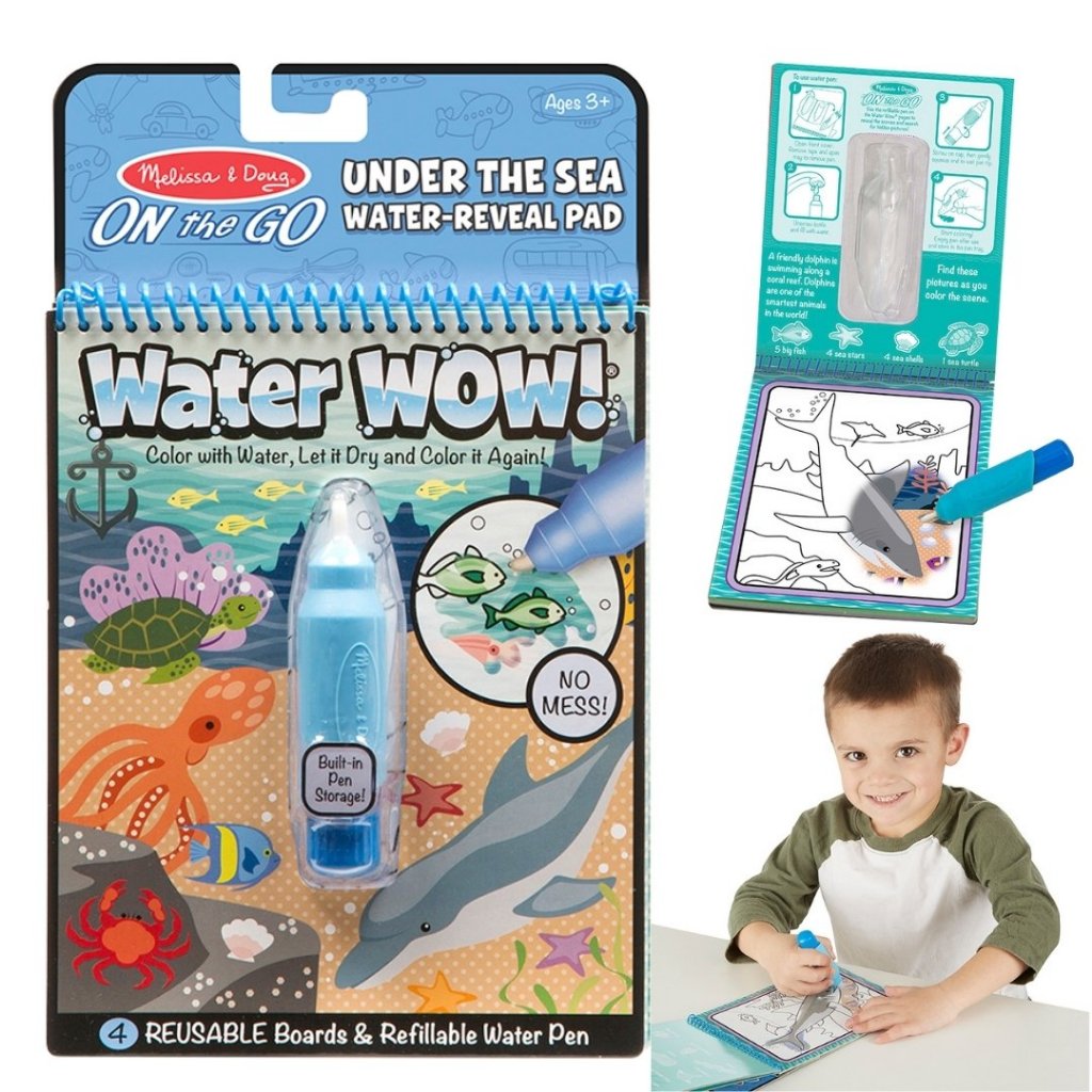Melissa & Doug ชุดระบายสีด้วยน้ำรียูสซาเบิล พร้อมปากกาแบบเติมน้ำได้  Water Wow Under - The Sea
