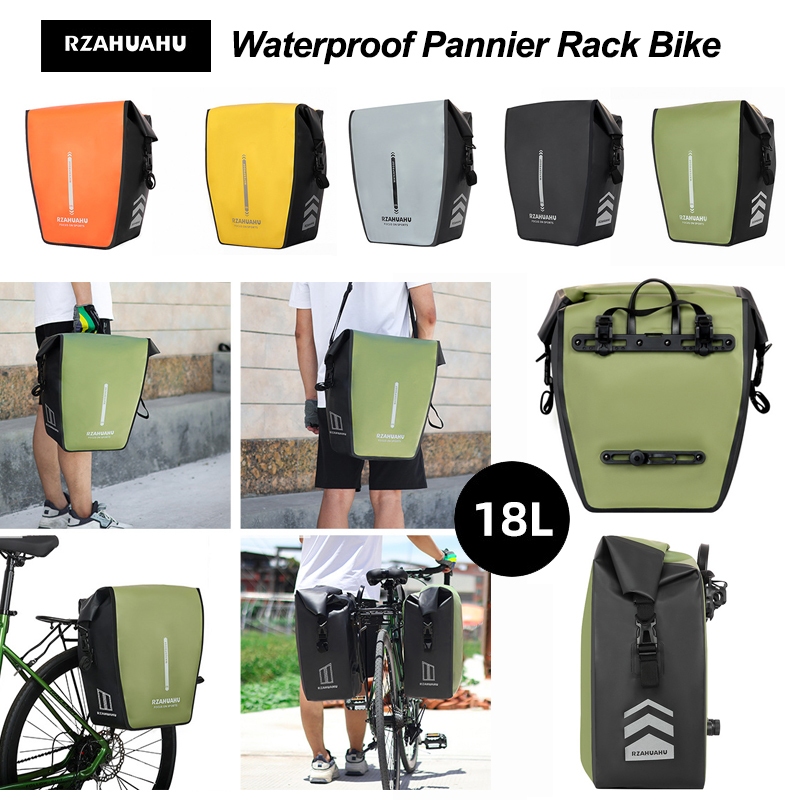RZAHUAHU Pannier Rack Bag กระเป๋าจักรยานแพนเนียร์คู่หลัง กันน้ำได้ 100% ความจุข้างล่ะ 18L คุณภาพคุ้มๆ