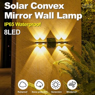 【การจัดส่งไทย】พลังงานแสงอาทิตย์ โคมไฟติดผนัง 8LEDเลนส์ ไฟลาน…