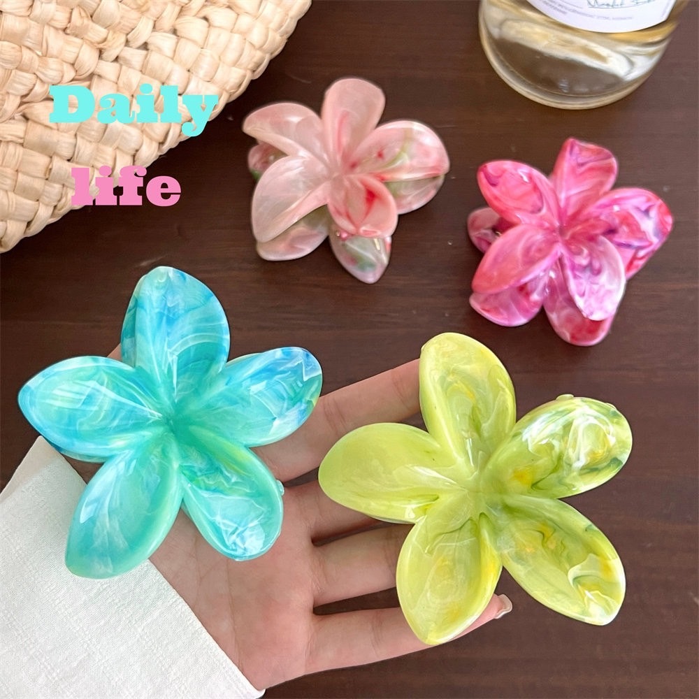 Cute 308 กิ๊บรวบผม กิ๊บหนีบผมดอกไม้ กิ๊บงับผมดอกลีลาวดี สีสดใส