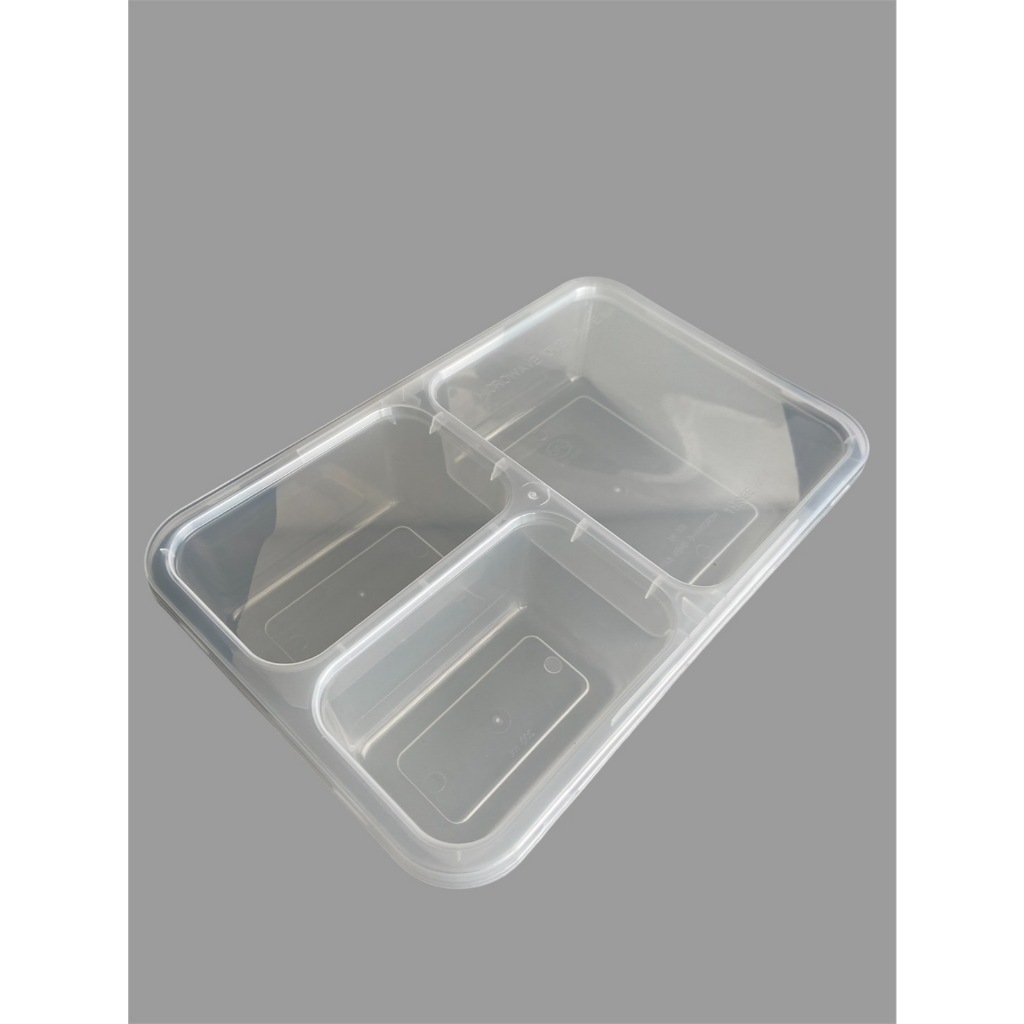 กล่องข้าว PP 3 ช่อง 900 ML พร้อมฝาปิด 1x25