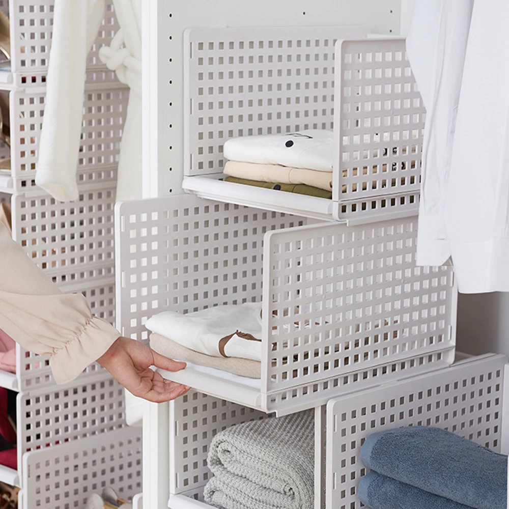 ชั้นวางเสื้อผ้า กล่องตะกร้าจัดเก็บเสื้อผ้าสามารถถอดออกได้ พับได้ กล่องใส่เสื้อผ้า ชั้นวางของอเนกประสงค์