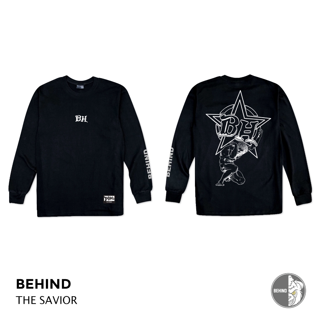 BEHIND เสื้อยืด สกรีนลาย “ THE SAVIOR “ แขนยาว แนวสตรีท Oversize เสื้อยืดชาย หญิง