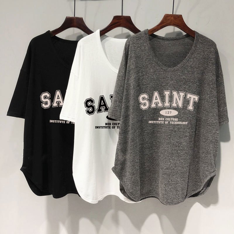 เสื้อยืดแขนสั้นผู้หญิงแฟชั่นฤดูร้อน oversize เสื้อผ้าสาวอวบไซส์ใหญ่ ทรงหลวมสไตล์เกาหลี เสื้อโอเวอร์ไซส์กําลังฮิตใหม่