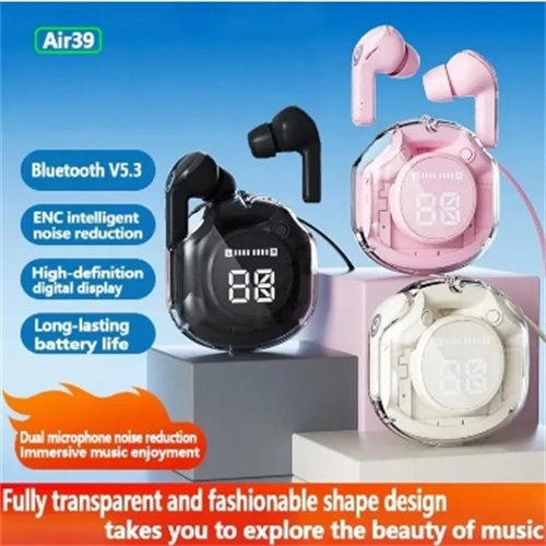 หูฟังบลูทูธไร้สายTWS HIFI หูฟังกันน้ำ IPX4 บลูทูธเวอร์ชัน 5.3 ล่าสุด แสดงผลแบบดิจิตอลโปร่งใสหูฟังลดเสียงรบกวนหูฟังกีฬา