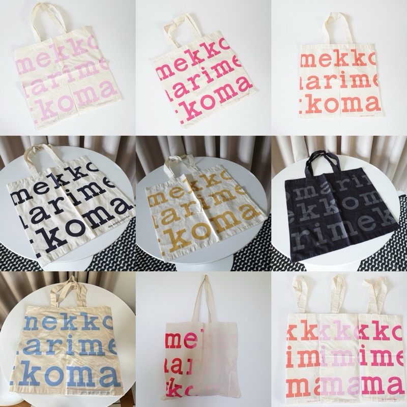Marimekko logo tote bag in ของแท้100% กระเป๋าสะพายข้าง ขนาด 45x47 cm