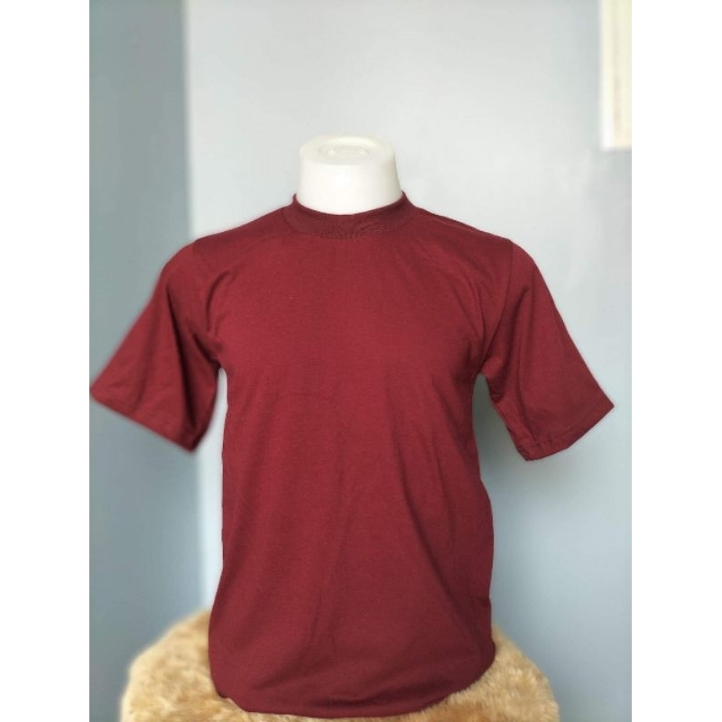 เสื้อยืดสีพื้นผ้าคอตตอนคอฟิต