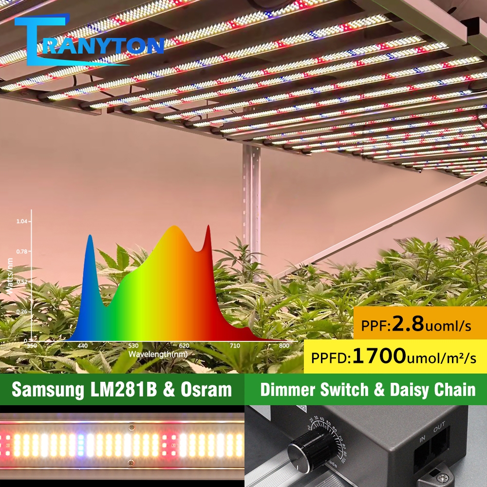 GROW LIGHT ไฟ LED ปลูกพืช 1000W เต็มสเปกตรัม ไฟปลูกต้นไม้ ไฟพับได้ 8 บาร์ Samsung LM281B สำหรับการปล
