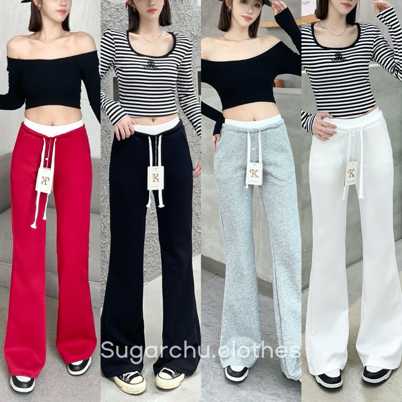 กางเกงขาม้า แต่งขอบเอว ทรงเข้ารูปเนื้อผ้าสวย นิ่มใส่สบาย -รหัส808