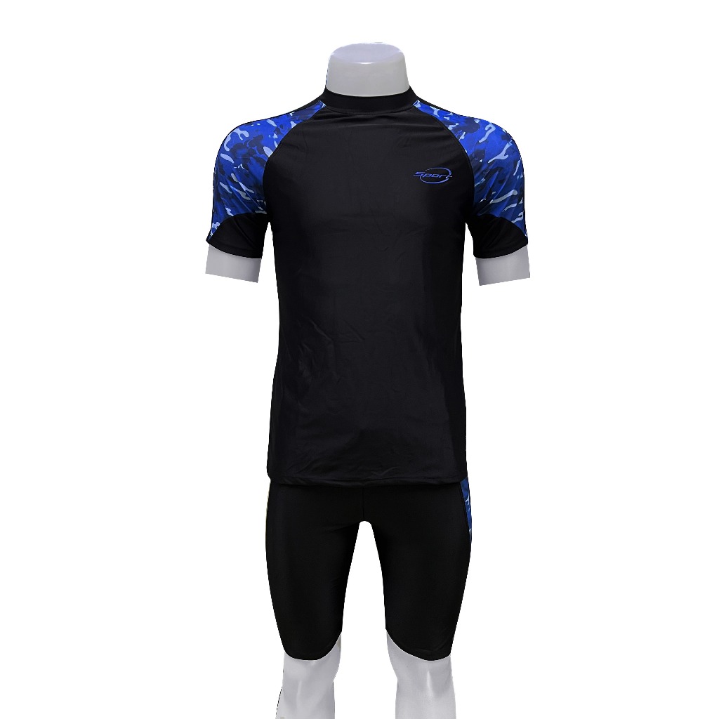 ชุดว่ายน้ำผู้ชาย ชุดว่ายน้ำเซต 2 ชิ้น เสื้อแขนสั้นกางเกงขาสามส่วน รุ่น91026