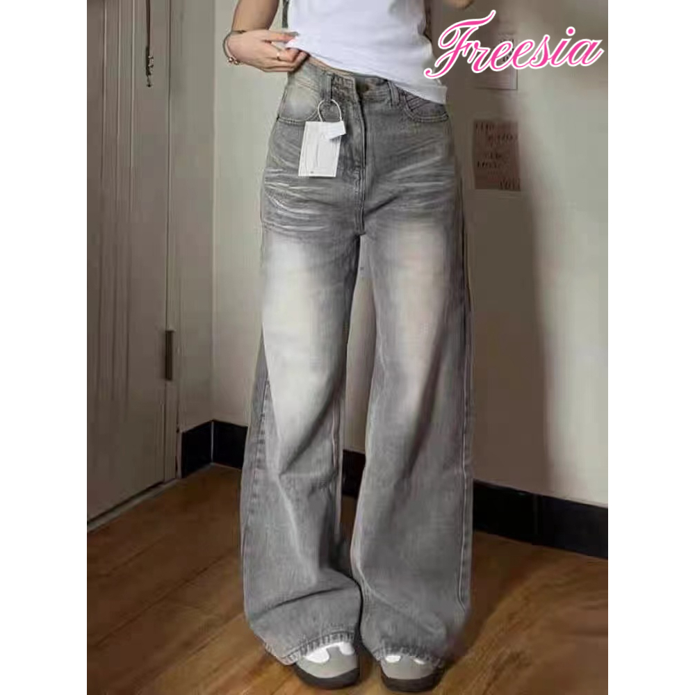 กางเกงยีนส์ผู้หญิง กางเกงยีนส์ขากระบอก สไตล์วินเทจ ทรงหลวม ทรงสวย #91132