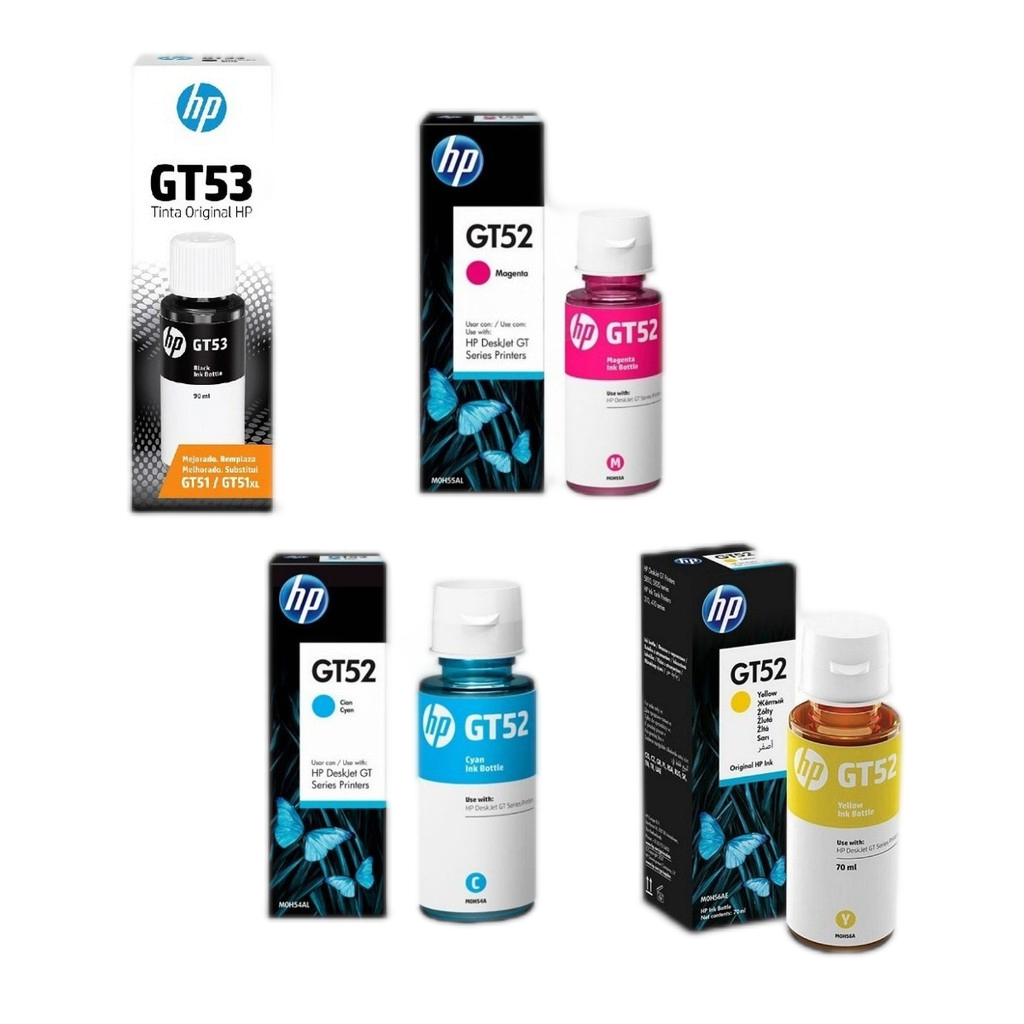 HP Original Ink GT53 Black GT52 CMY Set Of 4units Ink Bottle For GT5810 / GT5820 Tank 315 / 415