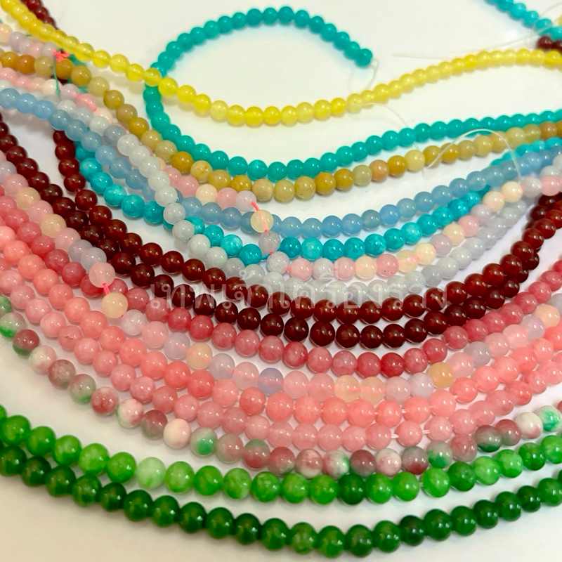 หินสีนำโชค 6มิล เส้นยาว 60 เม็ด SALE เกรดAAA ราคาส่ง50฿