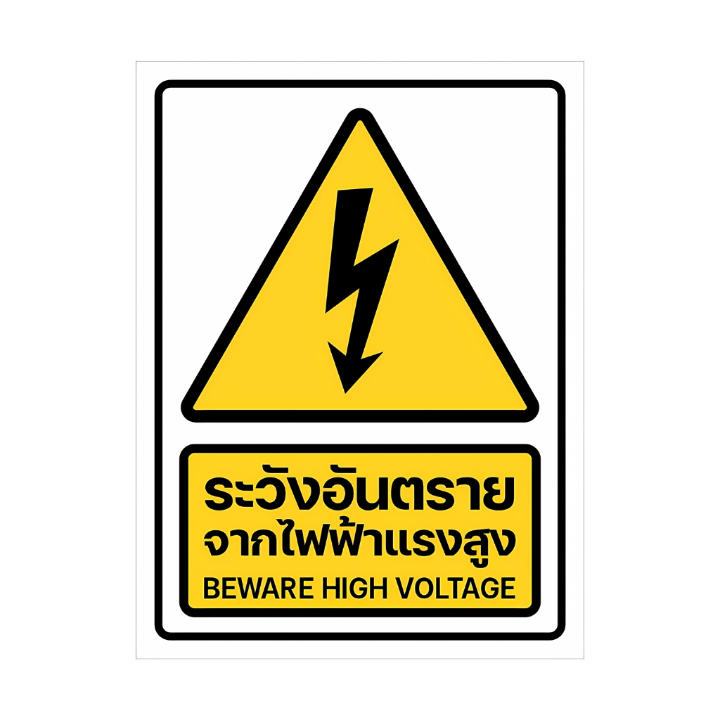 ระวังอันตรายจากไฟฟ้า สติกเกอร์ระวังกระแสไฟฟ้า ป้ายเตือนไฟฟ้าแรงสูง 6x8 cm. 3M แท้ - รูปที่ 7