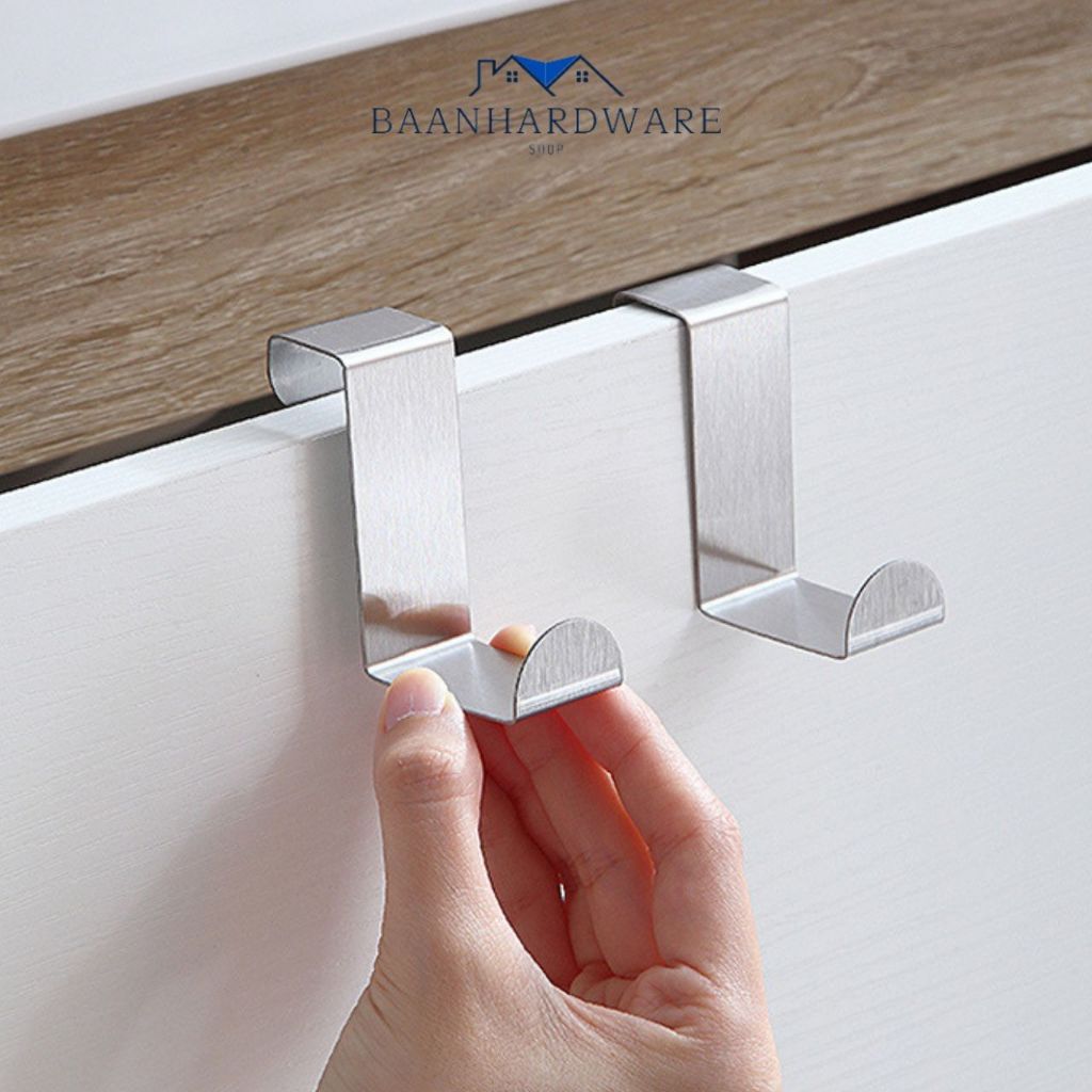 BAANHARDWARE ตะขอสแตนเลส ตะขอแขวนประตู ตู้ครัว ไม่ต้องเจาะผนัง รูปตัว (Z) ER-E048