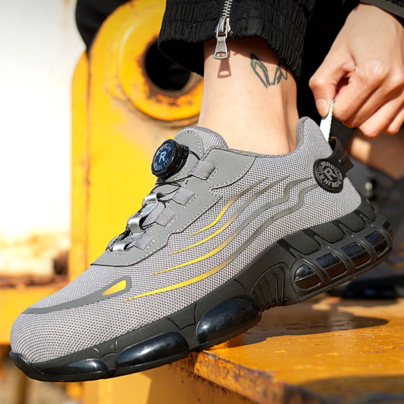 MVP รองเท้าเซฟตี้ชาย (Safety) หัวล็อคขนาดใหญ่ ไม่ต้องผูกเชือก หัวเหล็ก กันกระแทก พื้นยางกันลื่น