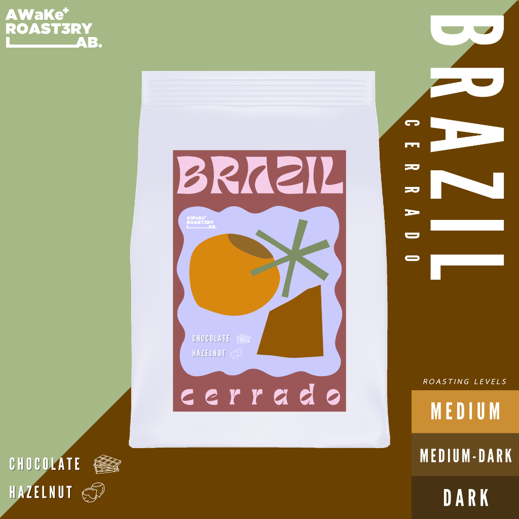 เมล็ดกาแฟ "บราซิล Cerrado" อราบิก้า 100% คั่วกลาง คั่วกลางเข้ม คั่วเข้ม [ Awake Roastery Lab ]