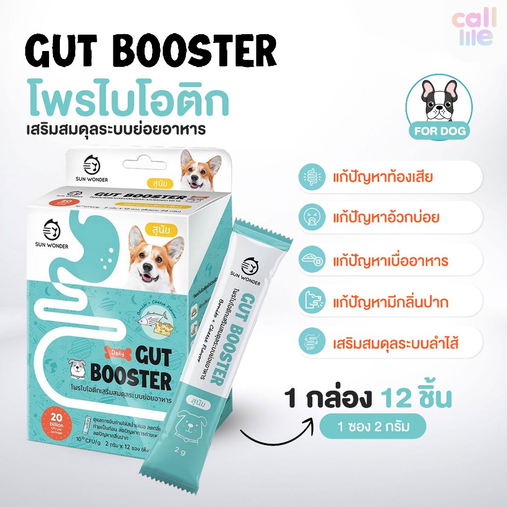 Sun Wonder Gus Booster ผงโพรไบโอติก สำหรับสุนัข เสริมสมดุลระบบลำไส้ ผงโพรไบโอติกสุนัข