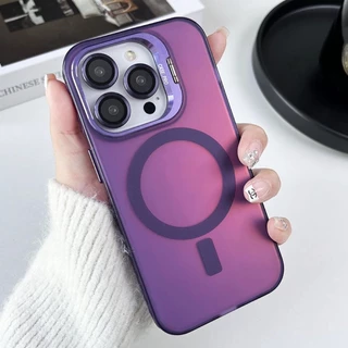 เคสตั้งได้แม่เหล็ก โฮโลแกรม พร้อมฟิล์มกระจกกล้อง Magnetic Case For iPhone 14 Pro Max 13 Pro 12 11