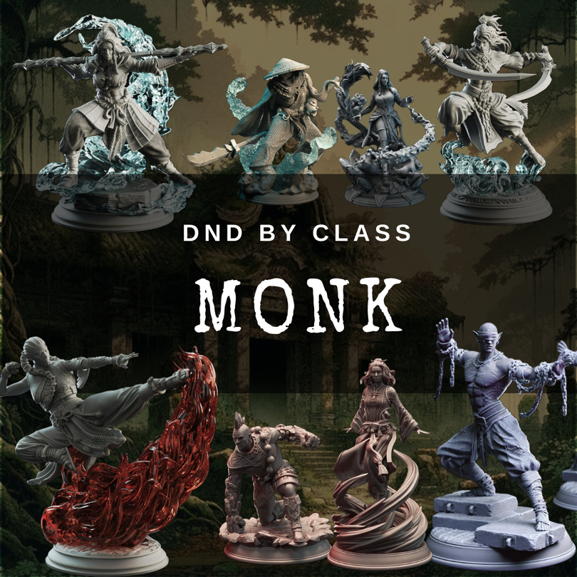 Monk Class I รวมโมเดลอาชีพ Monk (งานเรซิ่นสีเทา ฐาน 1 นิ้ว)