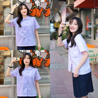 เสื้อนักเรียน คอบัว ตราละมุด เสื้อนักเรียนประถม ✅ฟรี ปักชื่อ✅