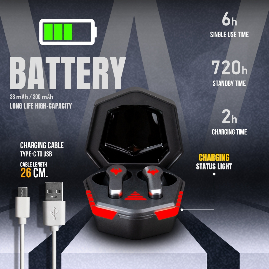 Nubwo TWS Gaming Ear Buds E-sport รุ่น NTW1 หูฟังทรูไวร์เลส ใช้งานได้ทั้งเล่นเกม ฟังเพลง ไม่ดีเลย์ แยกเสียงชัดเจน คมชัด