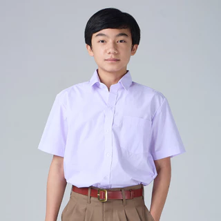 เสื้อนักเรียนชาย ตราละมุด สีขาวโอโม่ อก 30-52 นิ้ว เนื้อผ้าคุณภาพดี ถูกระเบียบ ✅ฟรี ปักชื่อ✅