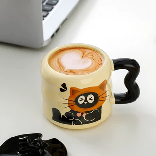 เซตแก้วกาแฟ ลายแมวมุ้งมิ้ง น่ารักราคาดี ชาวออฟฟิศนักเรียนนักศึกษาเหมาะมาก งานเซรามิค