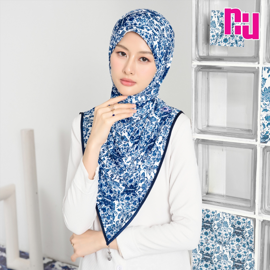 NUNUH PORCELAIN  ผ้าคลุมผมฮีญาบมุสลิมแบบสวมสำเร็จ รูปแบบผ้าคลุมทรงแหลม ทรงตาลากง (SLT-TLK)