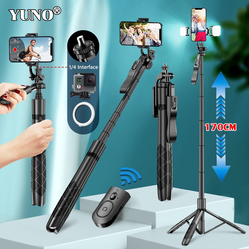 【พร้อมส่ง】YUNO ไม้เซลฟี่ไร้สาย ขาตั้งกล้อง 1.7m พับได้มาพร้อมรีโมทบลูทูธ พิเศษสามารถใช้กล้องแอคชั่น Gopro สมาร์ทโฟนได้
