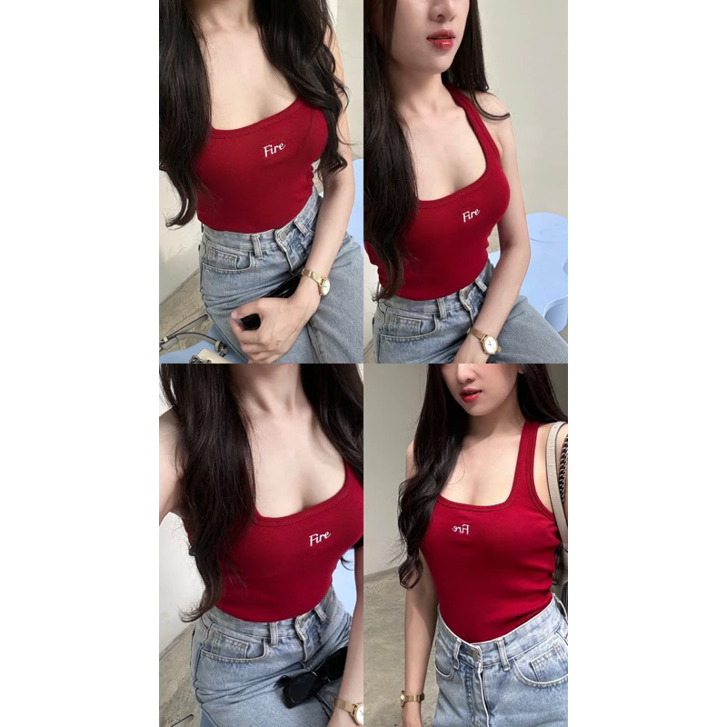 เสื้อกล้ามผู้หญิงงานปักFireตัวยาว