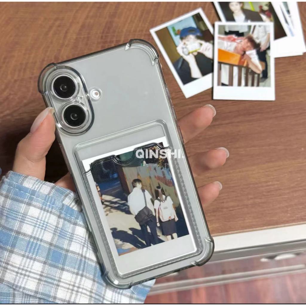 BK พร้อมส่งจากไทย เคสใส มุมกันกระแทก งานนิ่ม ใส่บัตร ใส่รูปได้ เคส ไอโฟน i17Pro Max 16 Plus i15 i15p