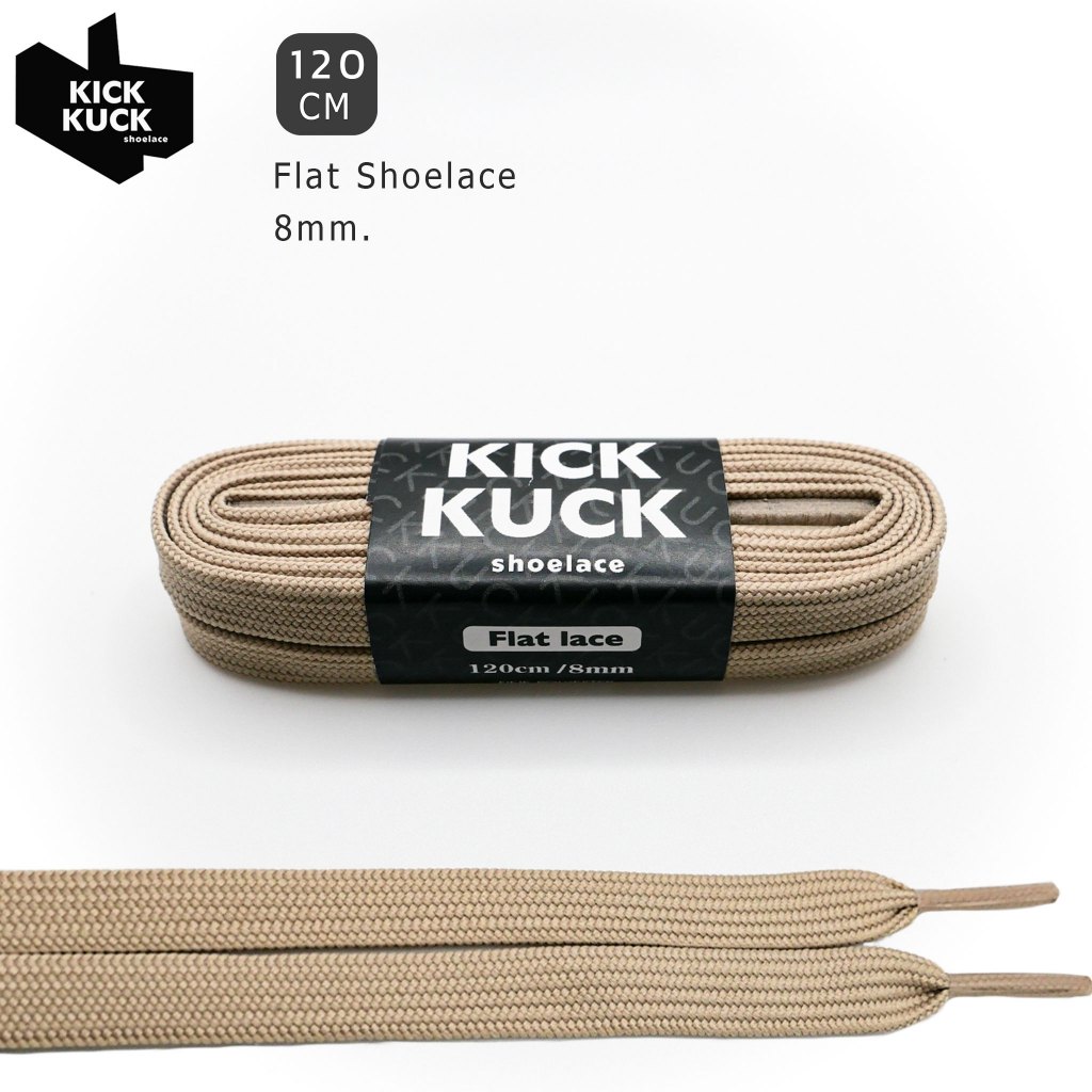 (หนา2ชั้น ไม่บาง สีใหม่28สี) (KICKKUCK) เชือกรองเท้า (คิกคัก) (ทรงแบน) 120 cm. สำหรับรองเท้ากีฬาและลำลอง มาตรฐานส่งออก